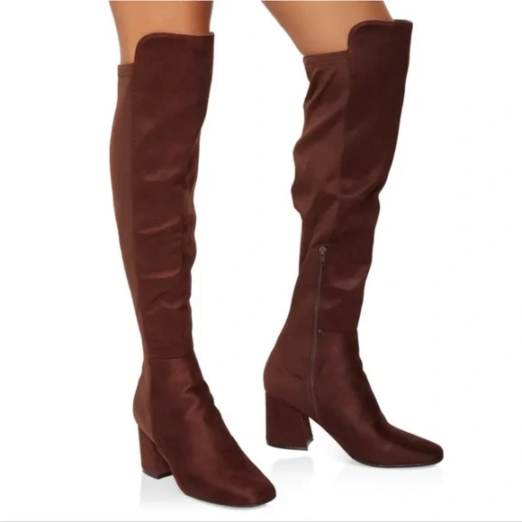 Brown Suede Over the Knee Boots - Picture 3 of 3